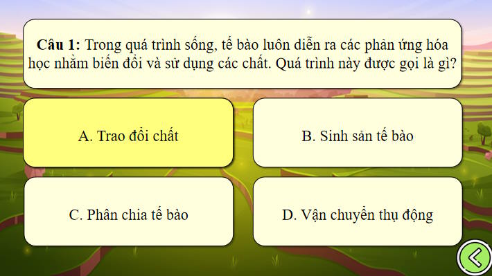 Game khởi động Sinh học 10 Bài 10