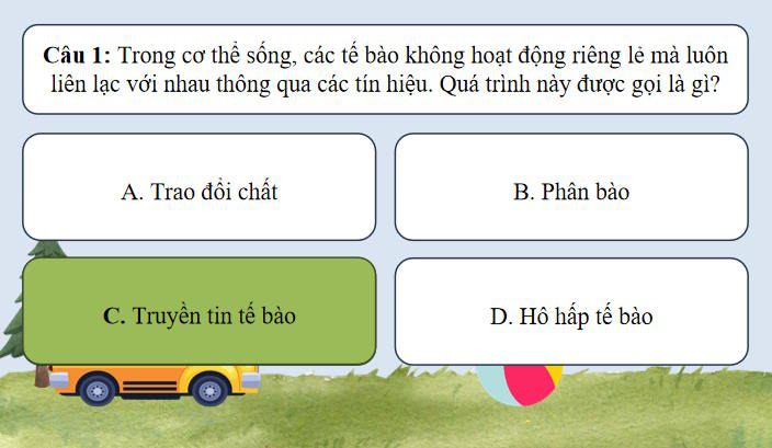 Game khởi động Sinh học 10 Bài 12