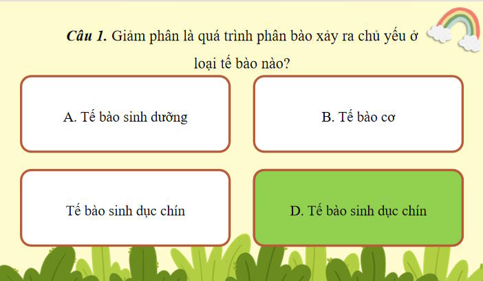 Game khởi động Sinh học 10 Bài 17