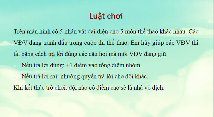 Game khởi động Sinh học 10 Bài 5