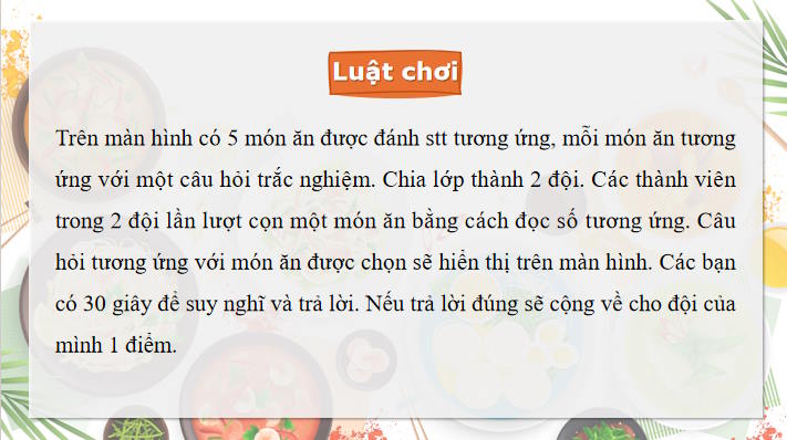 Game khởi động Sinh học 10 Bài 8