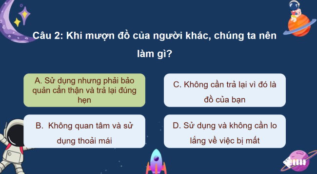 Game khởi động Đạo đức 4 Bài 4: Tôn trọng tài sản của người khác