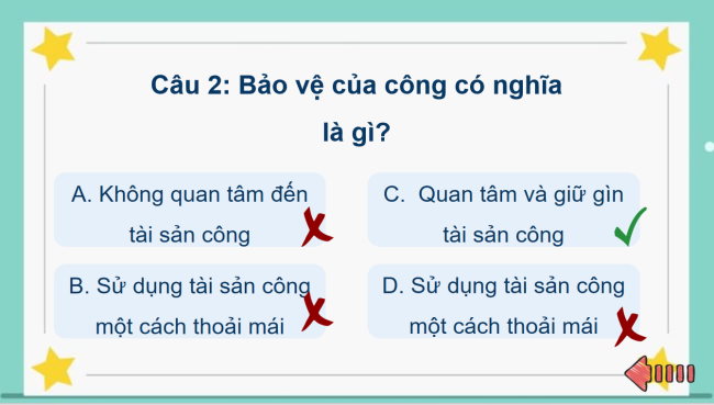 Game khởi động Đạo đức 4 Bài 5: Bảo vệ của công