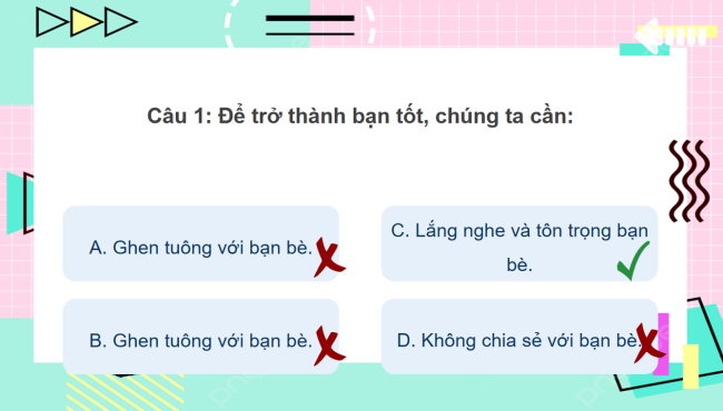 Game khởi động Đạo đức 4 Bài 6: Thiết lập quan hệ bạn bè