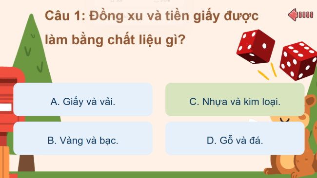 Game khởi động Đạo đức 4 Bài 8: Quý trọng đồng tiền
