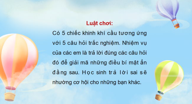Game khởi động Đạo đức 4 Bài 9: Quyền và bổn phận của trẻ em