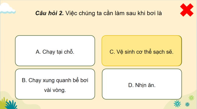 Game khởi động Khoa học 4 Bài 27: Phòng tránh đuối nước