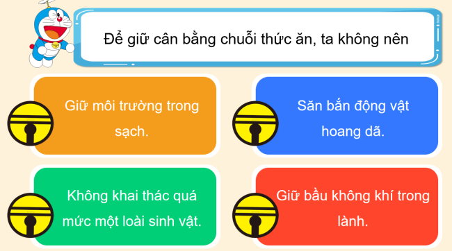 Game khởi động Khoa học 4 Bài 30: Vai trò của thực vật trong chuỗi thức ăn