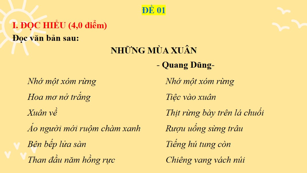PPT luyện thi vào 10 môn Ngữ văn phần Luyện đề thi