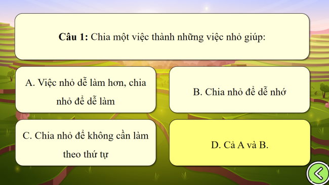 Game khởi động Tin học 3 Bài 14: Em thực hiện công việc như thế nào