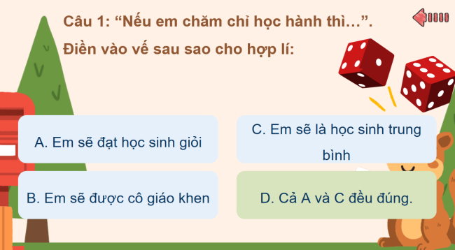 Game khởi động Tin học 3 Bài 15: Công việc được thực hiện theo điều kiện