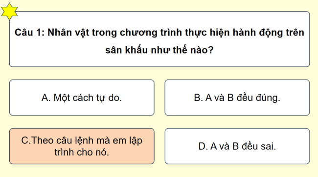 Game khởi động Tin học 4 Bài 15: Tạo chương trình máy tính để diễn tả ý tưởng