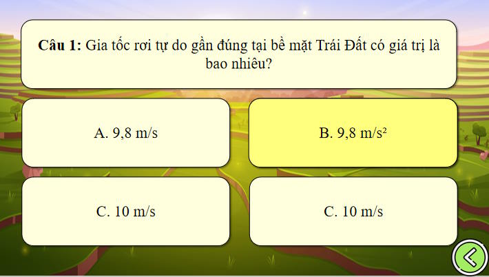 Game khởi động Vật lí 10 Bài 10