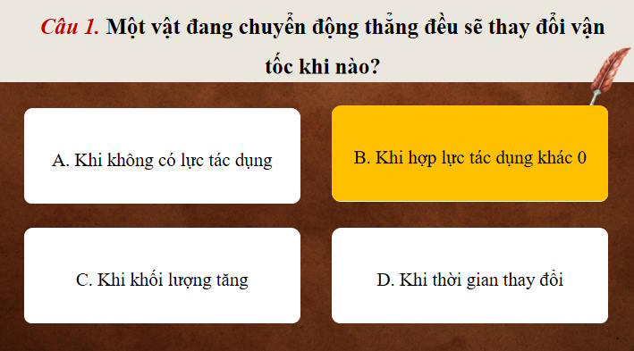 Game khởi động Vật lí 10 Bài 14