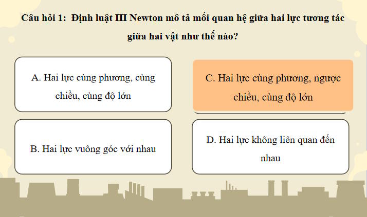Game khởi động Vật lí 10 Bài 16