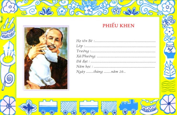 Mẫu phiếu khen bé ngoan mầm non