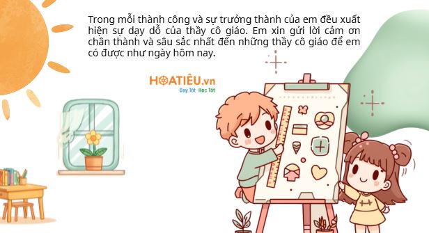 Lời cảm ơn của học sinh dành cho thầy cô tiểu học
