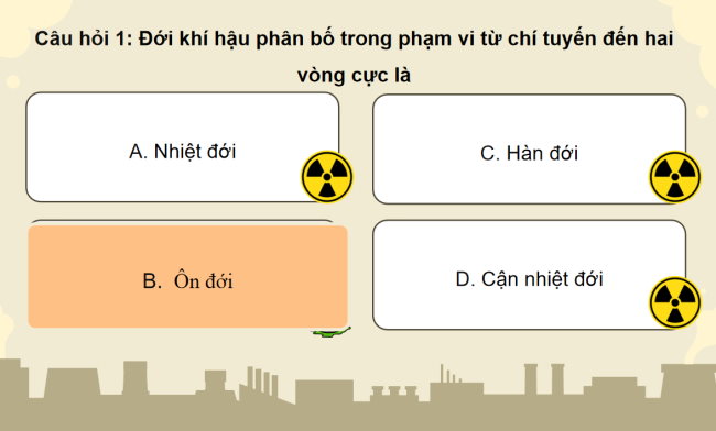 Game khởi động Tự nhiên và xã hội 3 Bài 27: Trái đất và các đới khí hậu