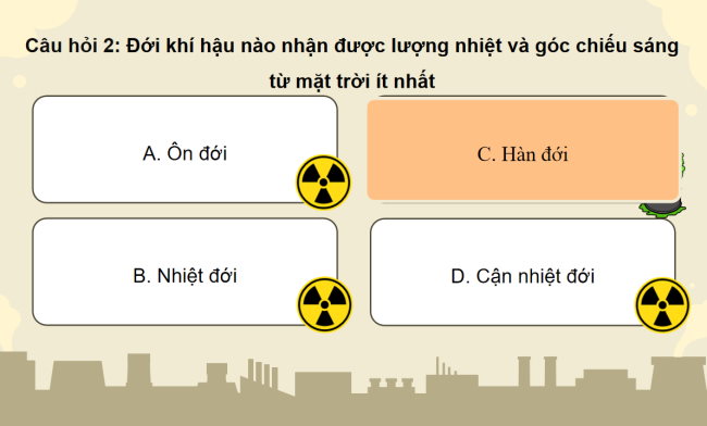 Game khởi động Tự nhiên và xã hội 3 Bài 27: Trái đất và các đới khí hậu