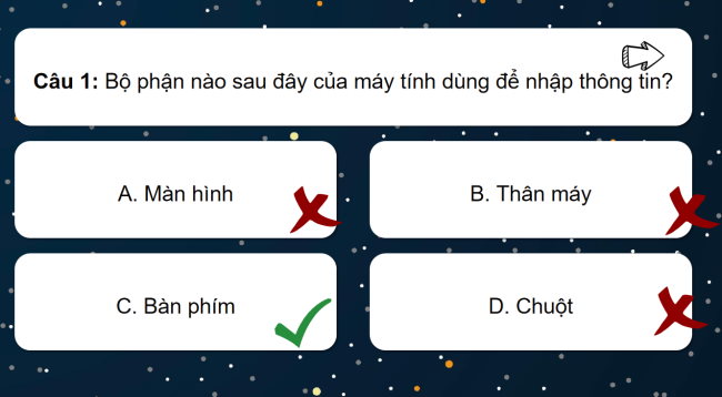 Game khởi động Tin học 3 Bài 3: Máy tính và em