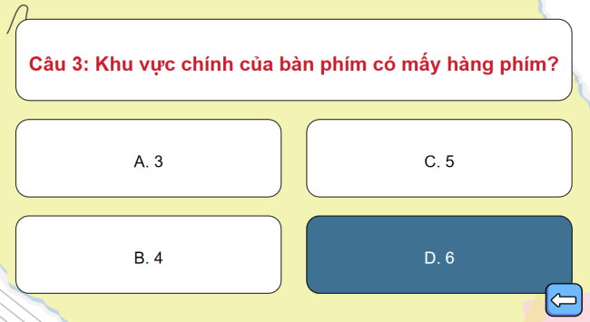 Game khởi động Tin học 3 Bài 5: Sử dụng bàn phím