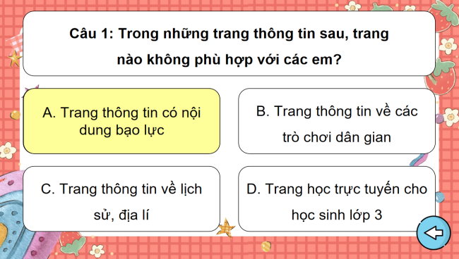 Game khởi động Tin học 3 Bài 6: Khám phá thông tin trên Internet