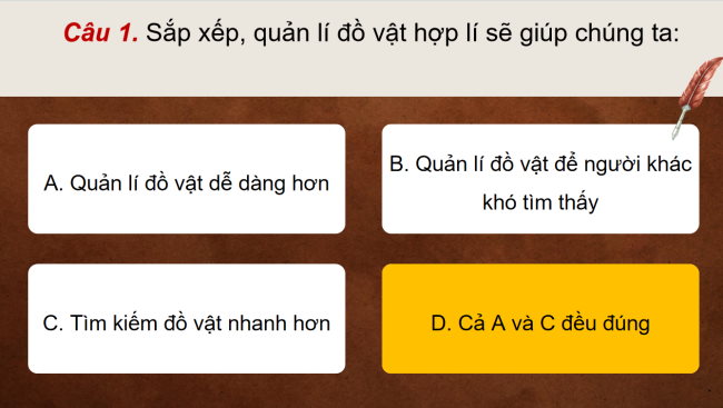 Game khởi động Tin học 3 Bài 7: Sắp xếp để dễ tìm