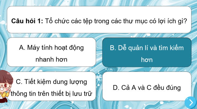 Game khởi động Tin học 3 Bài 8: Sơ đồ hình cây. Tổ chức thông tin trong máy tính