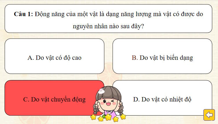 Game khởi động Vật lí 10 Bài 25