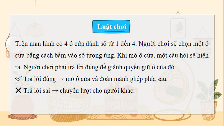 Trò chơi khởi động Vật lí 11 Bài 4