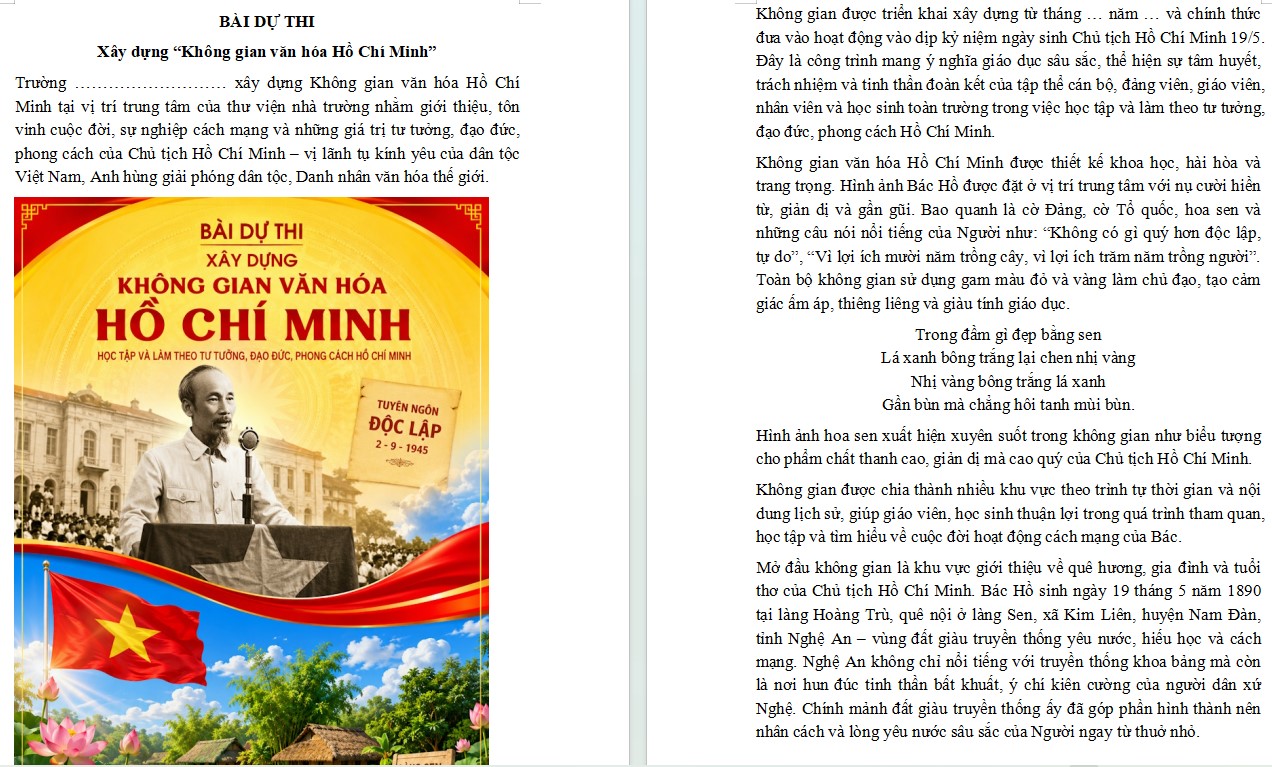 Mẫu bài dự thi Không gian văn hóa Hồ Chí Minh