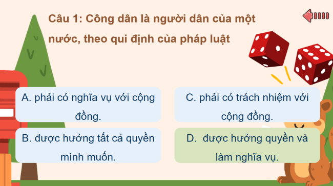 Game khởi động GDCD 6 Bài 9
