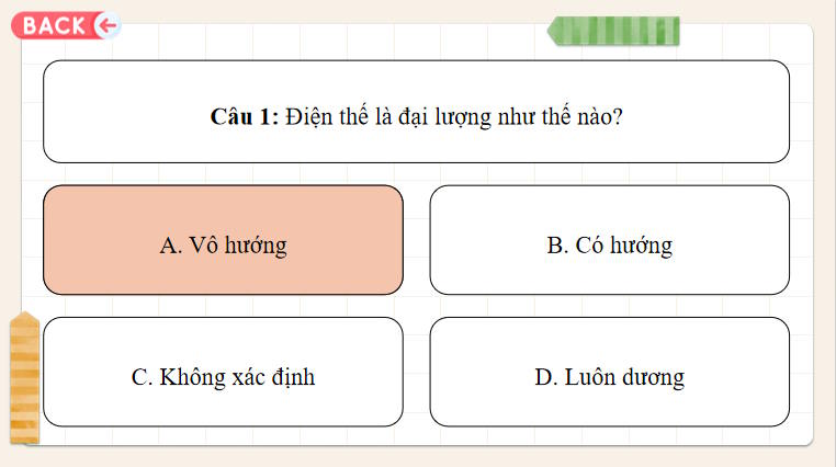 Game khởi động Vật lí 11 Bài 20