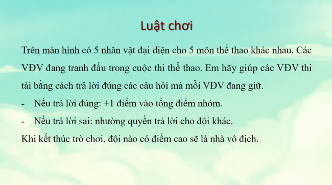 Game khởi động Công nghệ 6 Bài 1