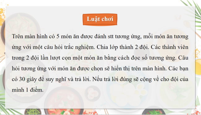Game khởi động Công nghệ 6 Bài 3