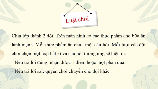 Game khởi động Công nghệ 6 Bài 13