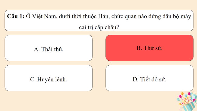 Game khởi động Lịch sử 6 Bài 15