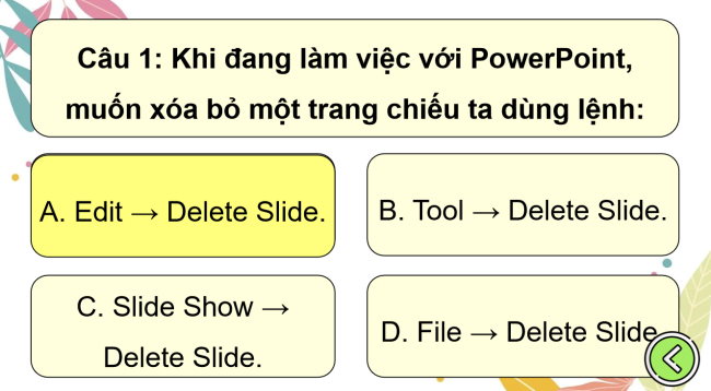 Game khởi động Tin học 4 Bài 7