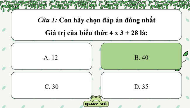 Game khởi động Toán 2 Bài 71
