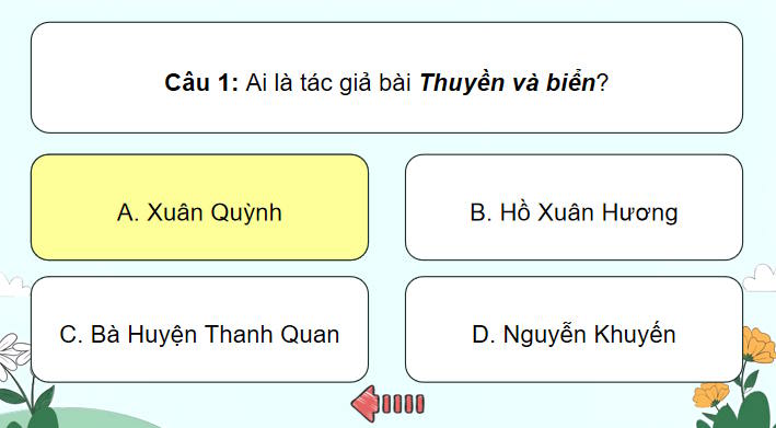 Game khởi động Ngữ văn 11 Bài 4 Thuyền và biển