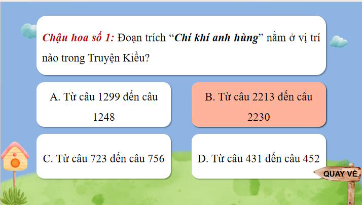 Game khởi động Ngữ văn 11 Bài 6 Chí khí anh hùng