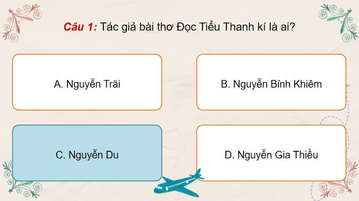 Game khởi động Ngữ văn 11 Bài 6 Độc Tiểu Thanh kí