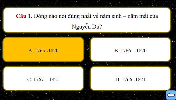 Game khởi động Ngữ văn 11 Bài 6 Tác gia Nguyễn Du