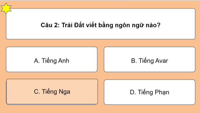 Game khởi động Ngữ văn 6 Bài 9: Trái Đất