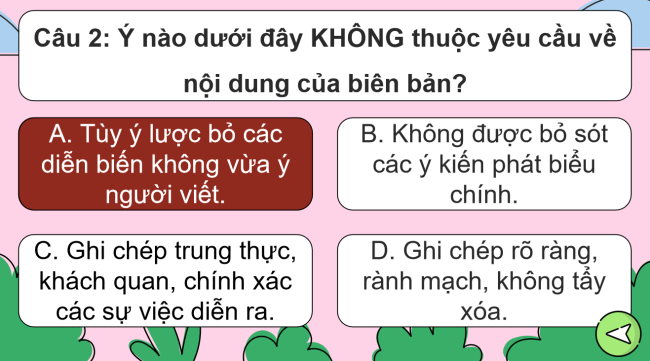Game khởi động Ngữ văn 6 Bài 9: Viết biên bản một cuộc họp, cuộc thảo luận