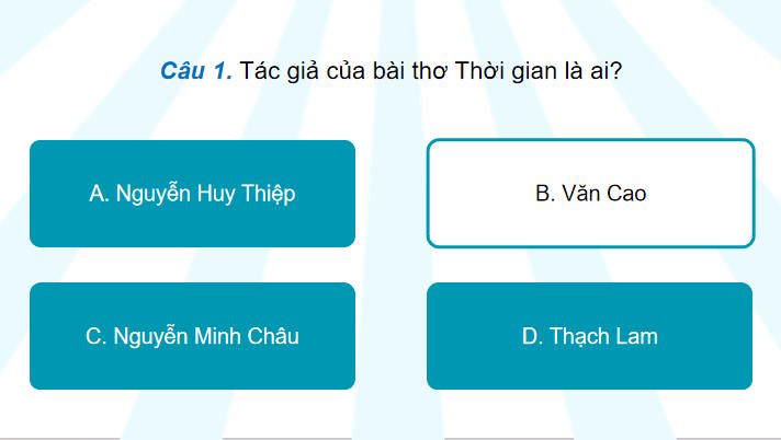 Game khởi động Ngữ văn 11 Bài 2: Thời gian