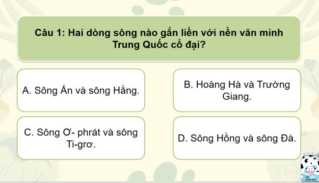 Game khởi động Lịch sử 6 Bài 9