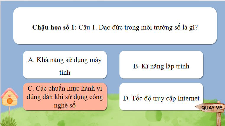 Trò chơi khởi động Tin học 8 Bài 4