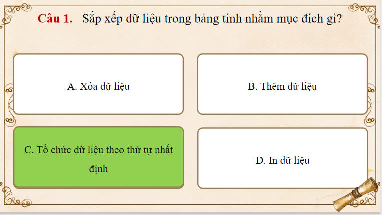Trò chơi khởi động Tin học 8 Bài 6