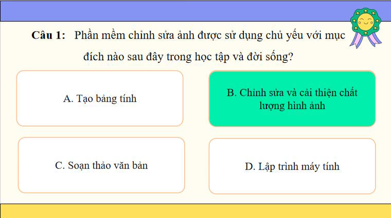 Trò chơi khởi động Tin học 8 Bài 8b